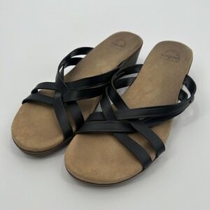 Bass Sunjuns Sheila Shoes Womens Size 11 Leather Strappy‎ Slip On Wedge Sandals